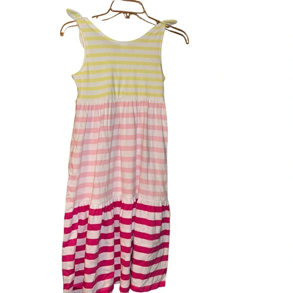 Gymboree pink stripe yellow girls maxi tank dress size 7/8 summer beach
